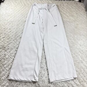 Adrienne Vittadini Pants Womens M White Wide Leg Tie Waist Boho Cottagecore Y2K